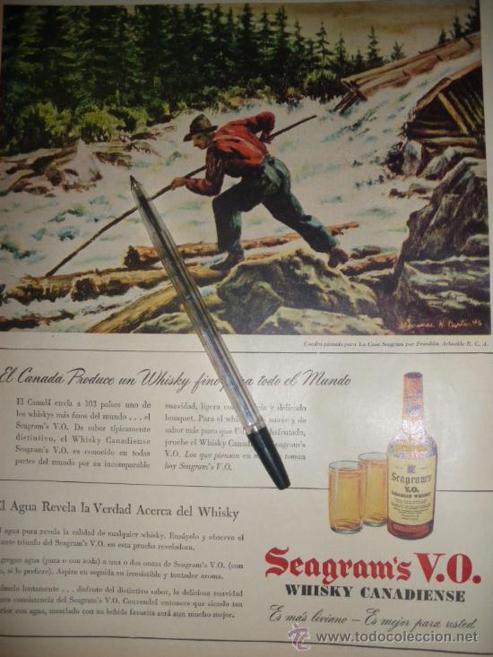 Coleccionismo de vinos y licores: PUBLICIDAD WHISKY SEAGRAMS VO, CANADIENSE. 5 ANUNCIOS.