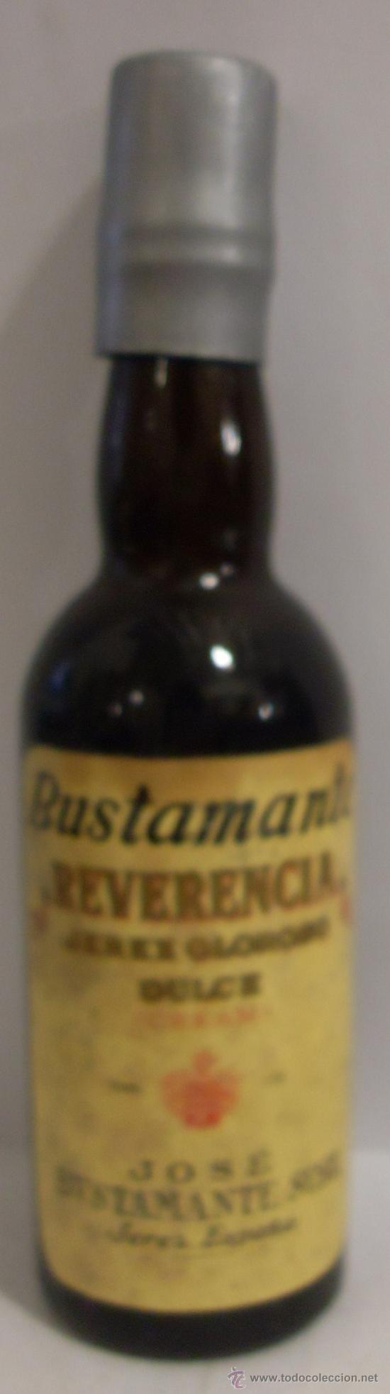 Sammlung von Weinen und Lik&ouml;ren: BOTELLIN DE VINO DE JEREZ OLOROSO REVERENCIA. BODEGAS JOSE BUSTAMANATE. JEREZ DE LA FRA. CADIZ.