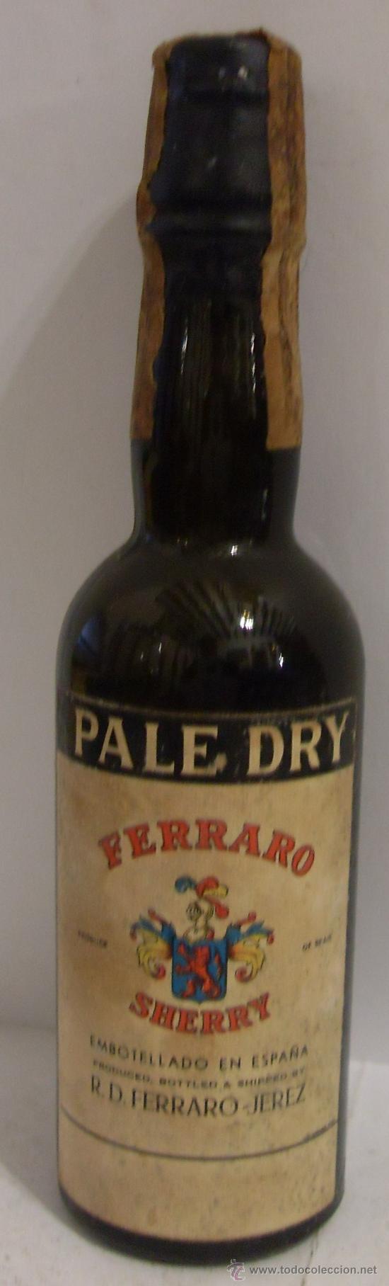 Collectionnisme de vins et liqueurs: BOTELLIN DE VINO PALE DRY. BODEGAS R. D. FERRARO. JEREZ DE AL FRONTERA, CADIZ.