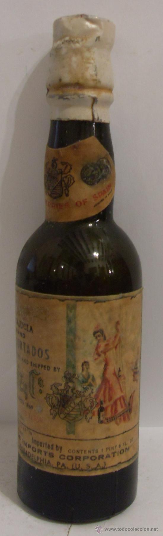 Collectionnisme de vins et liqueurs: BOTELLIN DE VINO TRES CORTADOS. BODEGAS J. RUIZ Y CIA. JEREZ DE LA FRA, CADIZ.
