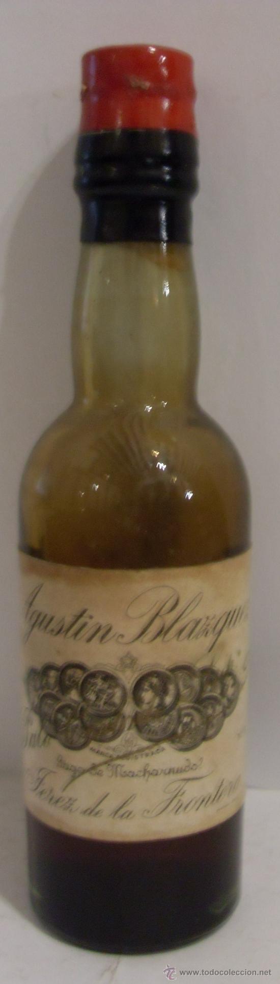 Collection of wines and liquors: BOTELLIN DE VINO PALO CORTADO. BODEGAS AGUSTIN BLAZQUEZ. JEREZ DE LA FRA, CADIZ.