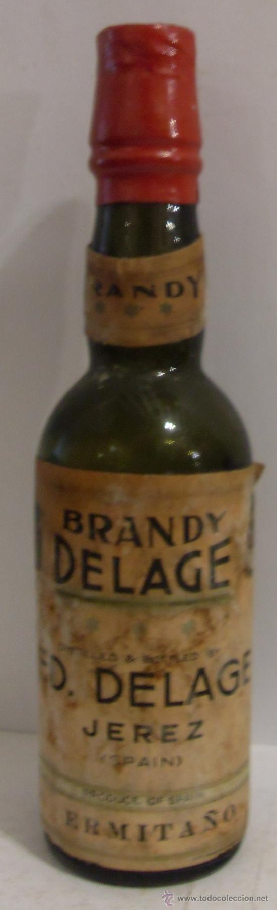 Sammlung von Weinen und Lik&ouml;ren: BOTELLIN DE BRANDY. BODEGAS ED. DELAGE. JEREZ DE LA FRONTERA, CADIZ.