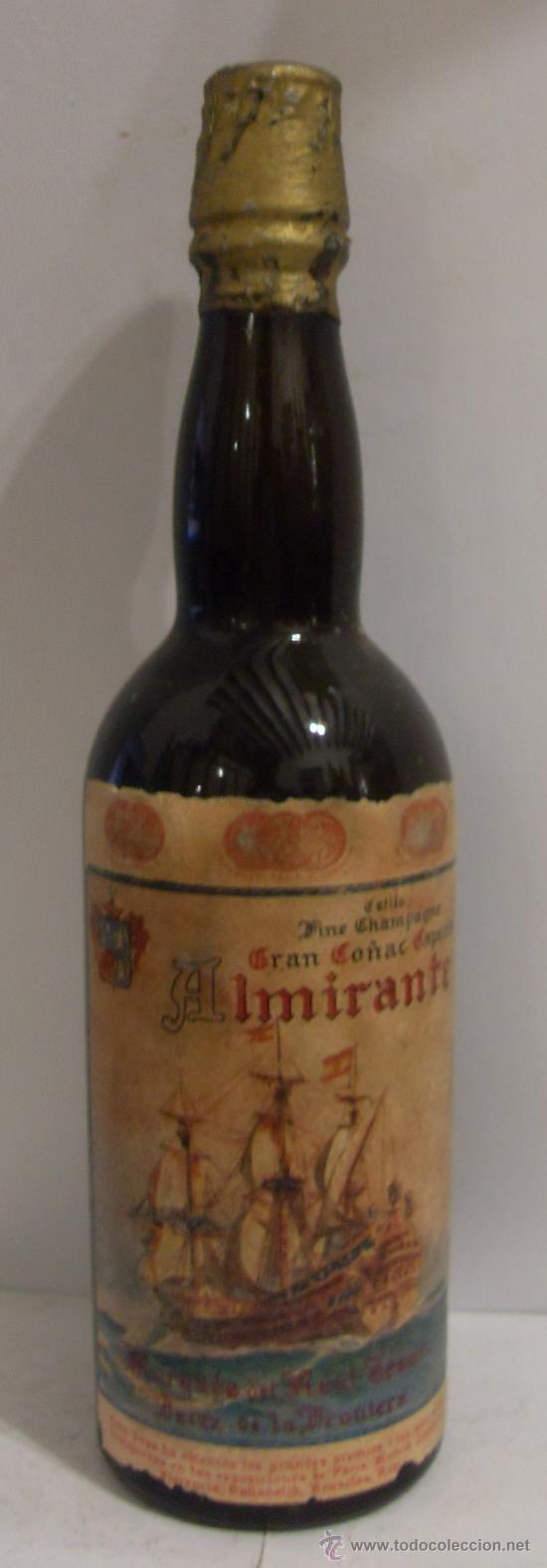 Collection of wines and liquors: BOTELLIN DE CO&Ntilde;AC ALMIRANTE, ESTILO FINE CHAMPAGNE. BODEGA MARQUES DEL REAL TESORO. JEREZ FRA, CADIZ