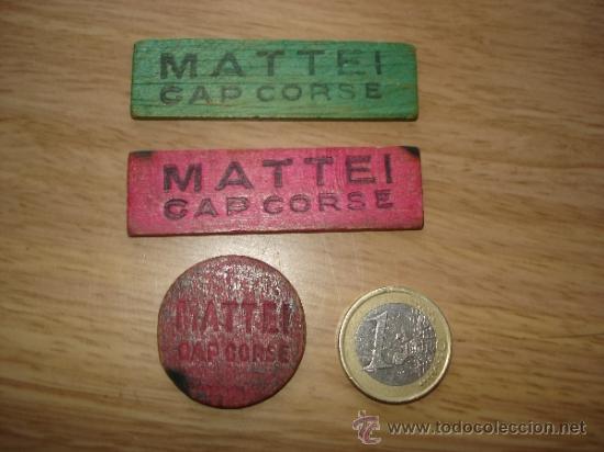 Collection of wines and liquors: MATTEI - CAP CORSE - 3 ORIGINALES Y ANTIGUAS TABLITAS PULICITARIAS