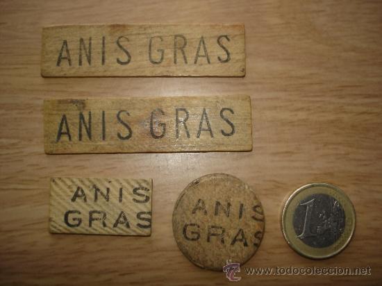 Collection of wines and liquors: ANIS GRAS - 4 ORIGINALES Y ANTIGUAS TABLITAS PULICITARIAS