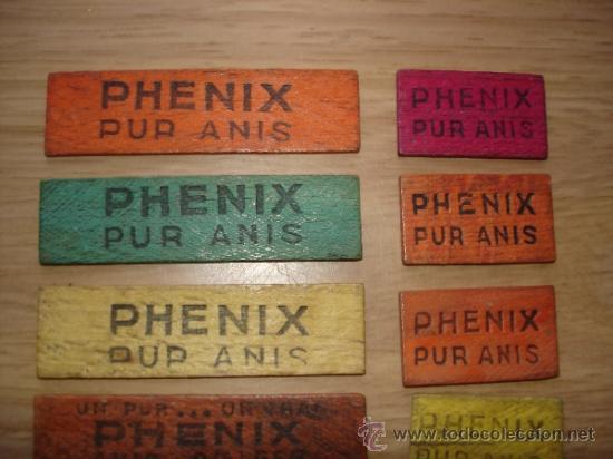 Collection of wines and liquors: PHENIX PUR ANIS - 8 ORIGINALES Y ANTIGUAS TABLITAS PULICITARIAS
