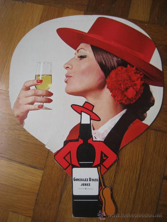Coleccionismo de vinos y licores: Tio Pepe. Gonzalez Byass. Abanico de carton. 23 x 17 cms.