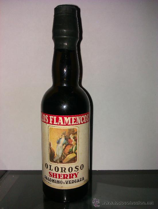 Sammlung von Weinen und Lik&ouml;ren: BOTELLIN OLOROSO SHERRY. LOS FLAMENCOS. PALOMINO Y VERGARA. JEREZ.