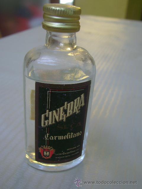 Coleccionismo de vinos y licores: botellin ginebra seca carmelitano benicasim