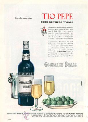 Collection of wines and liquors: P&aacute;gina Publicidad Original *TIO PEPE &middot; Gonzalez Byass Jerez*  Agencia Publicidad RASGO- A&ntilde;o 1962