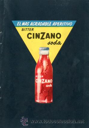 Collection of wines and liquors: P&aacute;gina Publicidad Original *Bitter CINZANO Soda* -- A&ntilde;o 1956