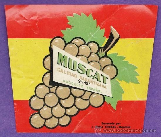 Sammlung von Weinen und Lik&ouml;ren: etiqueta - muscat calidad garantizada - reservado por j. selga torras / manresa - a&ntilde;os 40 / 50