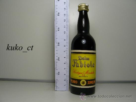 Collection of wines and liquors: BOTELLITA BOTELLIN PEDRO XIMENEZ DULCE FABIOLA BODEGAS MONTULIA