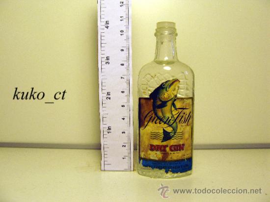 Collection of wines and liquors: BOTELLITA BOTELLIN GIN GREEN FISH DESTILERIAS DIEGO ZAMORA CARTAGENA
