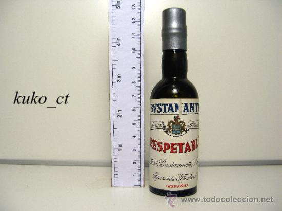 Coleccionismo de vinos y licores: BOTELLITA BOTELLIN JEREZ BRANDY RESPETABLE BODEGAS JOSE BUSTAMANTE