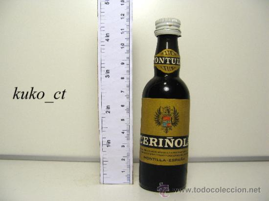 Collection of wines and liquors: BOTELLITA BOTELLIN MONTILLA FINO Y VIEJO CERI&Ntilde;OLA DESTILERIAS MONTULIA
