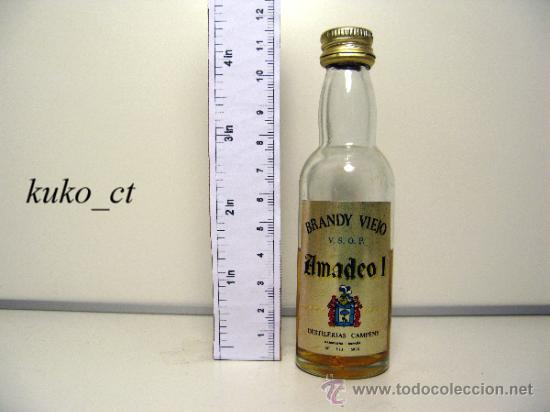 Coleccionismo de vinos y licores: BOTELLITA BOTELLIN BRANDY VIEJO AMADEO I DESTILERIAS CAMPENY