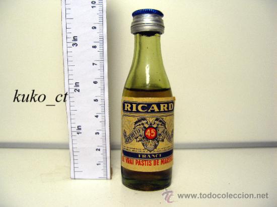 Sammlung von Weinen und Lik&ouml;ren: BOTELLITA BOTELLIN APERITIF ANISE RICARD 45 DESTILERIAS RICARD MARSEILLE FRANCE
