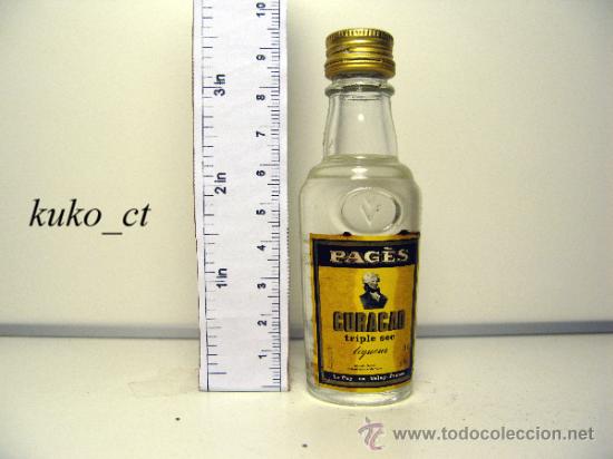 Collection of wines and liquors: BOTELLITA BOTELLIN PAGES CURACAO TRIPLE SEC LIQUEUR LE PUY FRANCIA