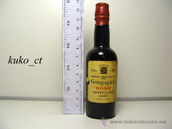 Collection of wines and liquors: BOTELLITA BOTELLIN AMONTILLADO SHERRY ROSA GONZALEZ BODEGAS GONZALEZ BYAS JEREZ