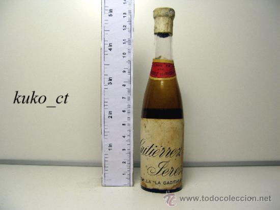 Collection of wines and liquors: BOTELLITA BOTELLIN MANZANILLA LA GADITANA GUTIERREZ BODEGAS GUTIERREZ HERMANOS
