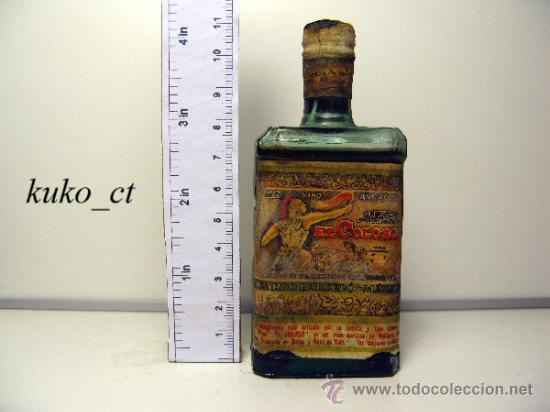 Sammlung von Weinen und Lik&ouml;ren: BOTELLITA BOTELLIN VINO A&Ntilde;EJO EL COLOSO DESTILERIA RICARDO BARCELO MALAGA