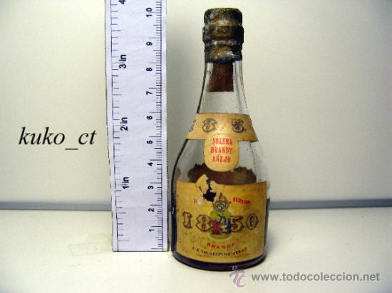 Coleccionismo de vinos y licores: BOTELLITA BOTELLIN BRANDY SOLERA A&Ntilde;EJO RESERVADA 1850 A.R.VALDESPINO DESTILERIAS VALDESPINO JEREZ
