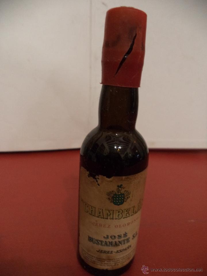 Colecionismo de vinhos e licores: BOTELLIN CHAMBEL&Aacute;N, JEREZ OLOROSO. JOS&Eacute; BUSTAMANTE, S. L. JEREZ.