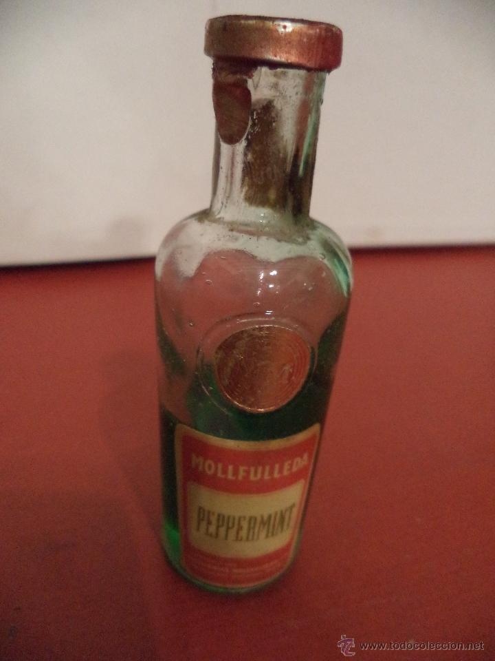 Colecionismo de vinhos e licores: BOTELLIN DE PEPPERMINT MOLLFULLEDA. DESTILER&Iacute;AS MOLLFULLEDA, S. A. BARCELONA.