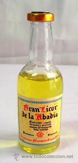 Coleccionismo de vinos y licores: BOTELLIN GRAN LICOR DE LA ABADIA - DESTILERIAS MONTA&Ntilde;&Aacute;-GRANOLLERS