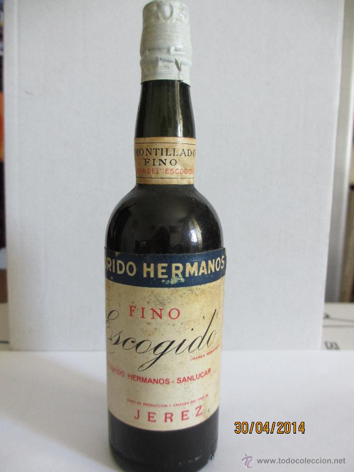 Coleccionismo de vinos y licores: BOTELLIN DE AMONTILLADO FINO SOLERA DEL ESCOGIDO. FLORIDO HERMANOS. SANLUCAR DE BARRAMEDA (ESPA&Ntilde;A)