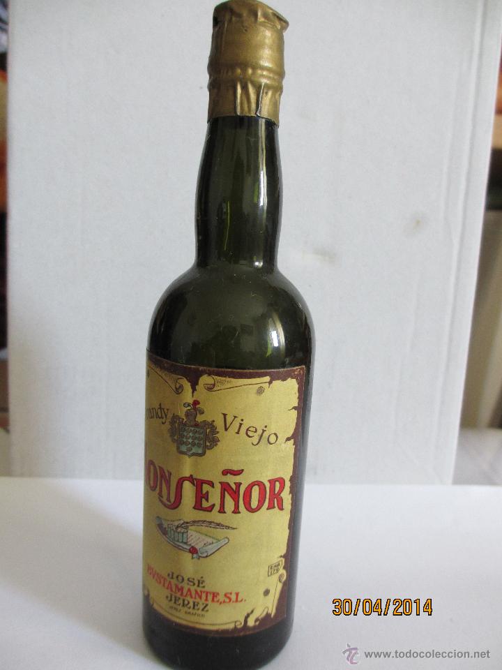 Coleccionismo de vinos y licores: BOTELLIN DE BRANDY VIEJO MONSE&Ntilde;OR. DESTILER&Iacute;AS JOS&Eacute; BUSTAMANTE, S. L. JEREZ (ESPA&Ntilde;A).