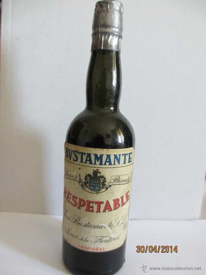 Coleccionismo de vinos y licores: BOTELLIN DE VINO RESPETABLE. JOS&Eacute; BUSTAMANTE. JEREZ DE LA FRONTERA (ESPA&Ntilde;A).