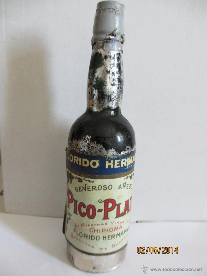 Collectionnisme de vins et liqueurs: BOTELLIN DE VINO PICO- PLATA DE NUESTRAS VI&Ntilde;AS EN CHIPIONA. FLORIDO HERMANOS. SANLUCAR DE BARRAMEDA