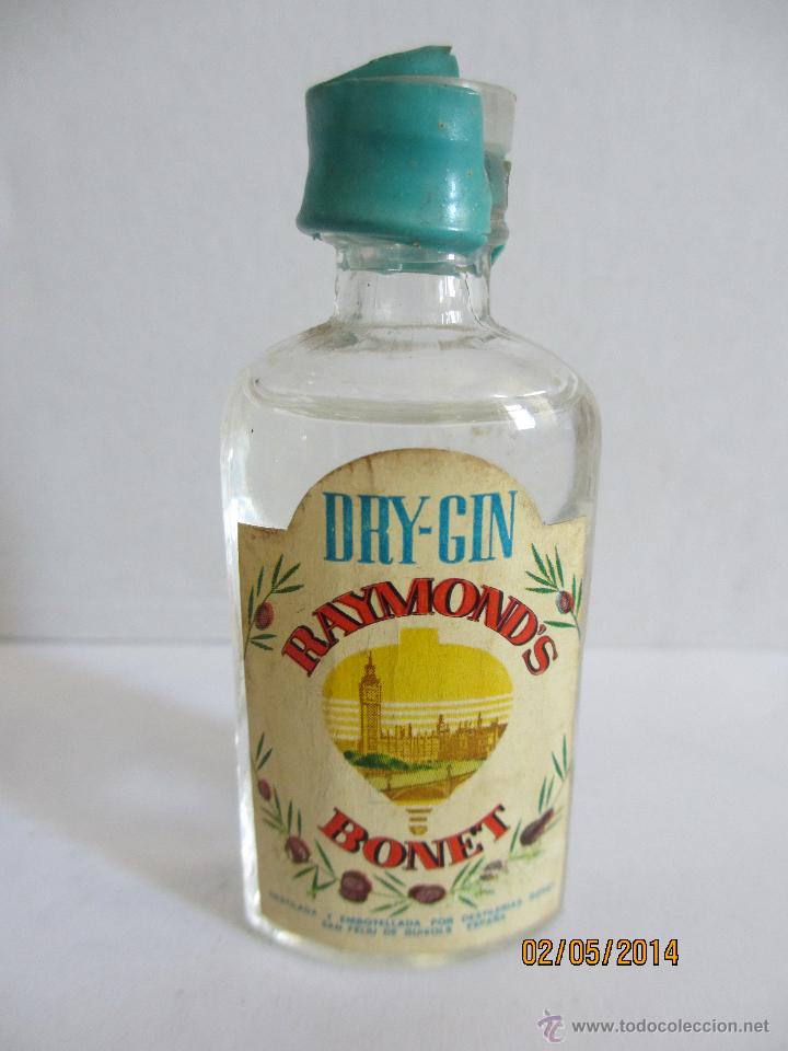 Collectionnisme de vins et liqueurs: BOTELLIN DE DRY - GIN RAYMOND'S. DESTILER&Iacute;AS BONET. SAN FELIU DE GUIXOLS - ESPA&Ntilde;A