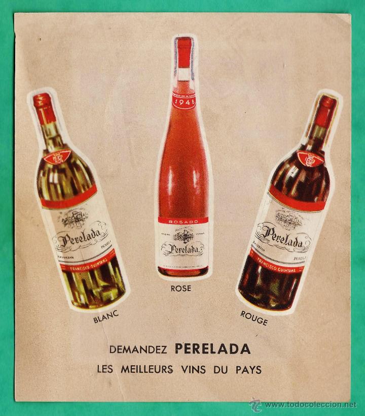Sammlung von Weinen und Lik&ouml;ren: antiguo folleto publicitario - viNos perelada - edicion en frances - reverso castillo - ver foto