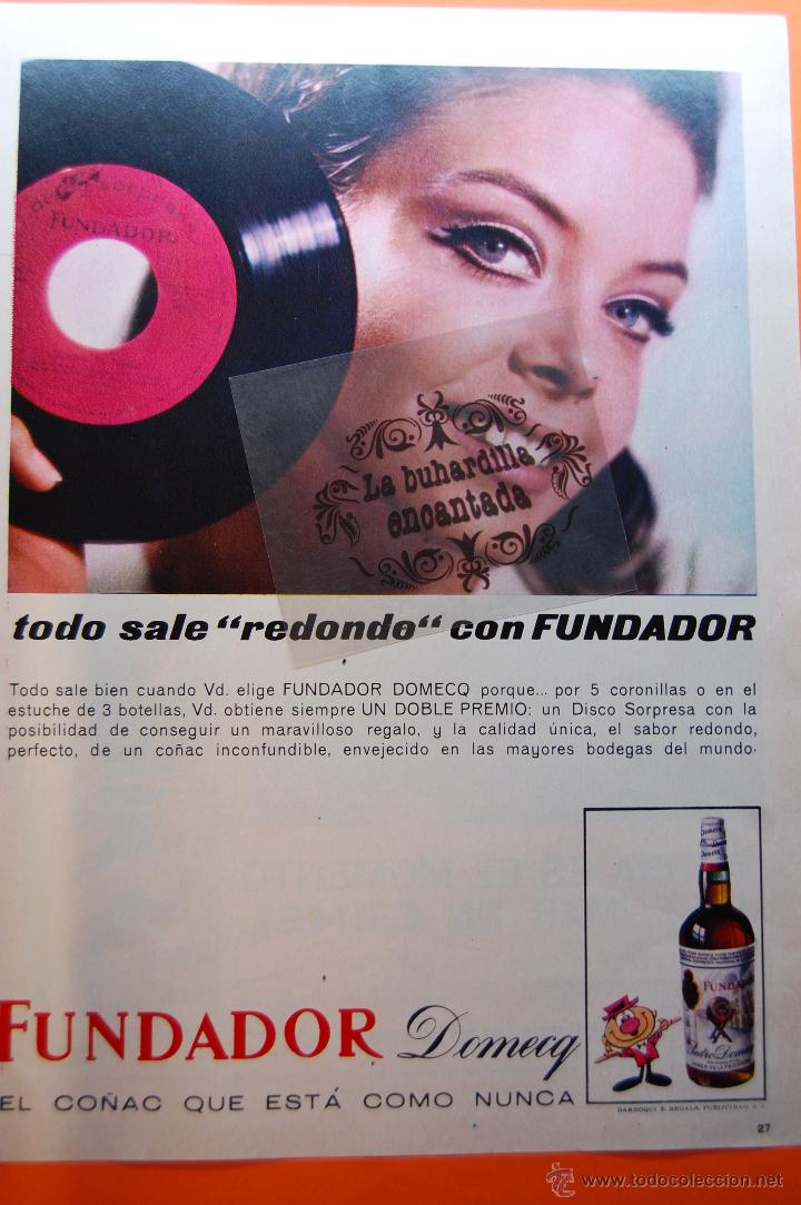 Coleccionismo de vinos y licores: PUBLICIDAD - A&Ntilde;O 1966 - BRANDY FUNDADOR PEDRO DOMECQ