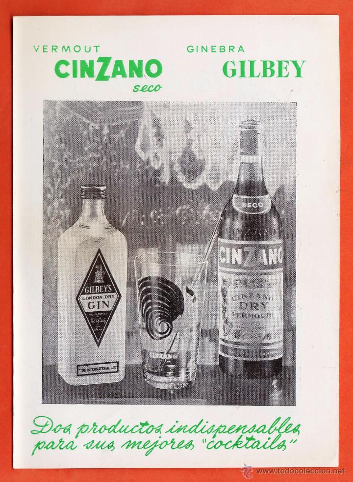 Sammlung von Weinen und Lik&ouml;ren: anuncio - vermout cinzano y ginebra gilbey - rev. colonia cesar imperator - ver foto - a&ntilde;o 1956 - li