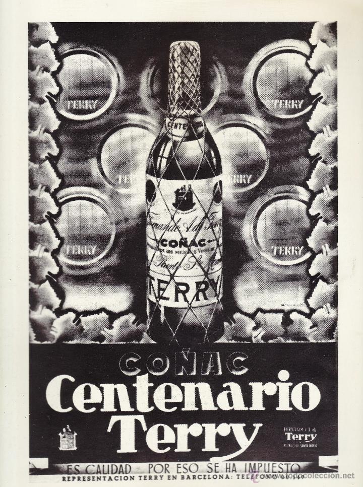 Collection of wines and liquors: hoja suelta publicitaria - co&ntilde;ac centenario terry - reproduccion anuncio la vanguardia a&ntilde;o 1944