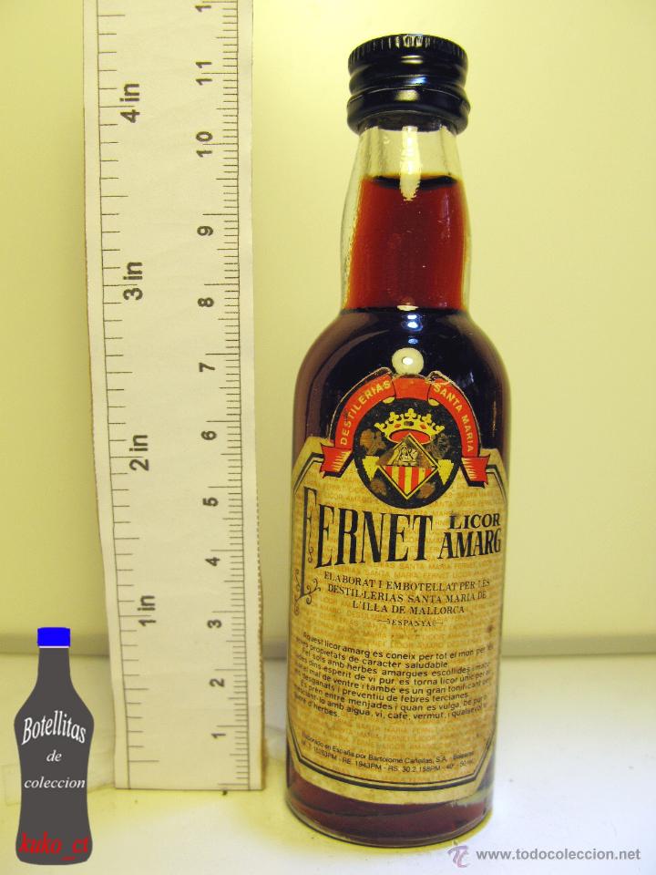 Coleccionismo de vinos y licores: BOTELLITA BOTELLIN FERNET LICOR AMARG DESTILERIAS SANTA MARIA BARTOLOME CA&Ntilde;ELLAS