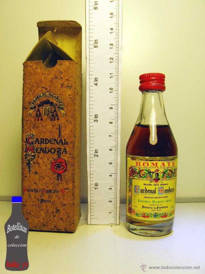 Coleccionismo de vinos y licores: BOTELLITA BOTELLIN BRANDY DE JEREZ CARDENAL MENDOZA GRAN RESERVA HNOS SANCHEZ ROMATE JEREZ + CAJA