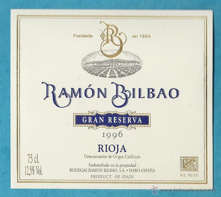 Sammlung von Weinen und Lik&ouml;ren: etiqueta - gran reserva 1996 - rioja - bodegas ramon bilbao / haro