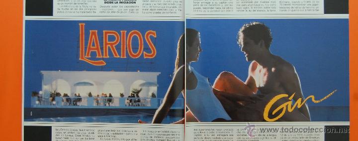 Coleccionismo de vinos y licores: PUBLICIDAD 1990 - COLECCION BEBIDAS - GINEBRA GIN LARIOS DOBLE PAGINA