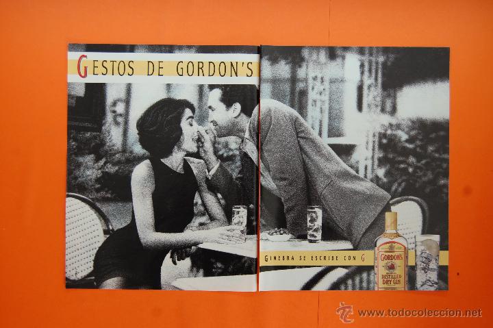 Coleccionismo de vinos y licores: PUBLICIDAD 1990 - COLECCION BEBIDAS - GINEBRA GORDONS DOBLE PAGINA