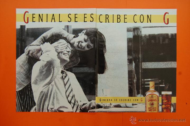 Coleccionismo de vinos y licores: PUBLICIDAD 1989 - COLECCION BEBIDAS - GINEBRA GORDONS DOBLE PAGINA