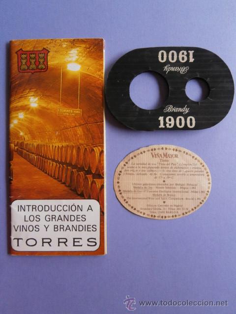 Coleccionismo de vinos y licores: ETIQUETAS DE VINO Y BRANDY -TORRES -1900 - VI&Ntilde;A MAYOR