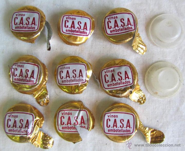 Coleccionismo de vinos y licores: 9 chapas fundas de aluminio vino Casa a&ntilde;os 70
