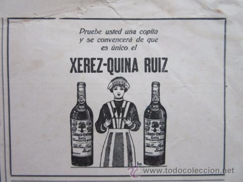 Coleccionismo de vinos y licores: PUBLICIDAD 191X - COLECCION BEBIDAS - XEREZ QUINA RUIZ