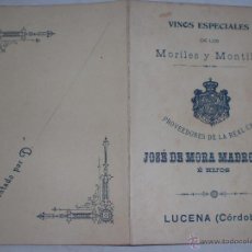 Coleccionismo de vinos y licores: MORILES Y MONTILLA,LUCENA,CORDOBA, LISTADO PRECIO 1920. Lote 50856532