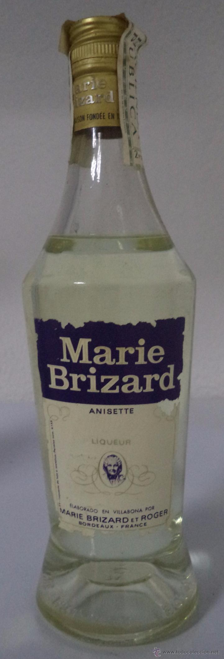 Collection of wines and liquors: BOTELLA ANIS MARIE BRIZARD. IMPUESTO DOS PESETAS. 1/2 LITRO.